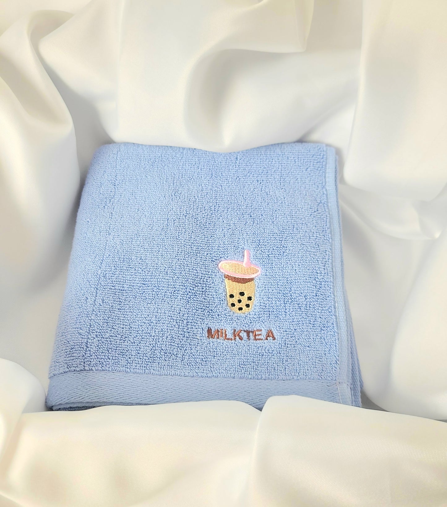 Kleine und Große Handtücher 100% Baumwolle Milk Tea Muster Pink, Blau, Gelb, Grün Kawaii für Badezimmer,Küche,Schminke,Sport