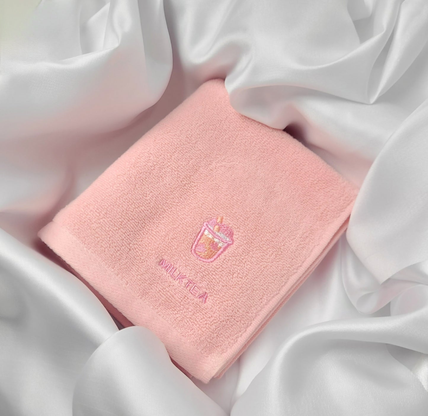 Kleine und Große Handtücher 100% Baumwolle Milk Tea Muster Pink, Blau, Gelb, Grün Kawaii für Badezimmer,Küche,Schminke,Sport