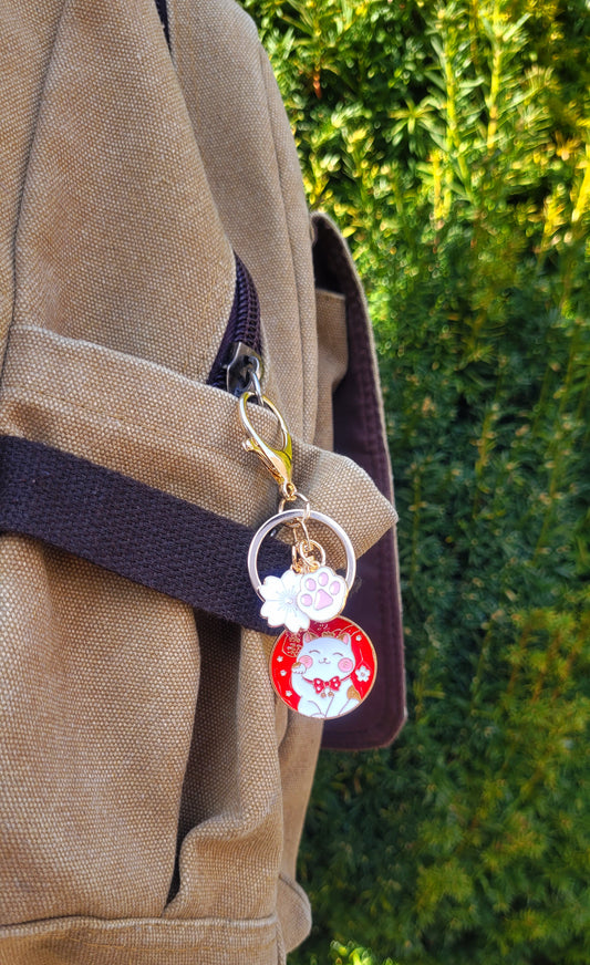 Kawaii Glückskatze Schlüsselanhänger – Maneki Neko Charme für deine Tasche!