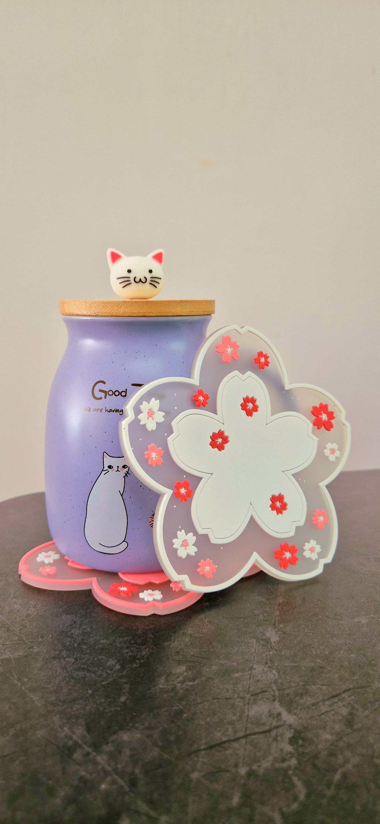 Sakura Untersetzer Set – 2er Set Kirschblüten Silikon rutschfest Pink & Weiß