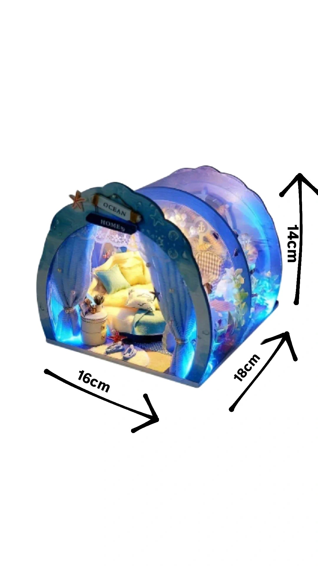 Unterwasser Miniaturhaus „Ocean Home“ mit LED – DIY Deko-Set