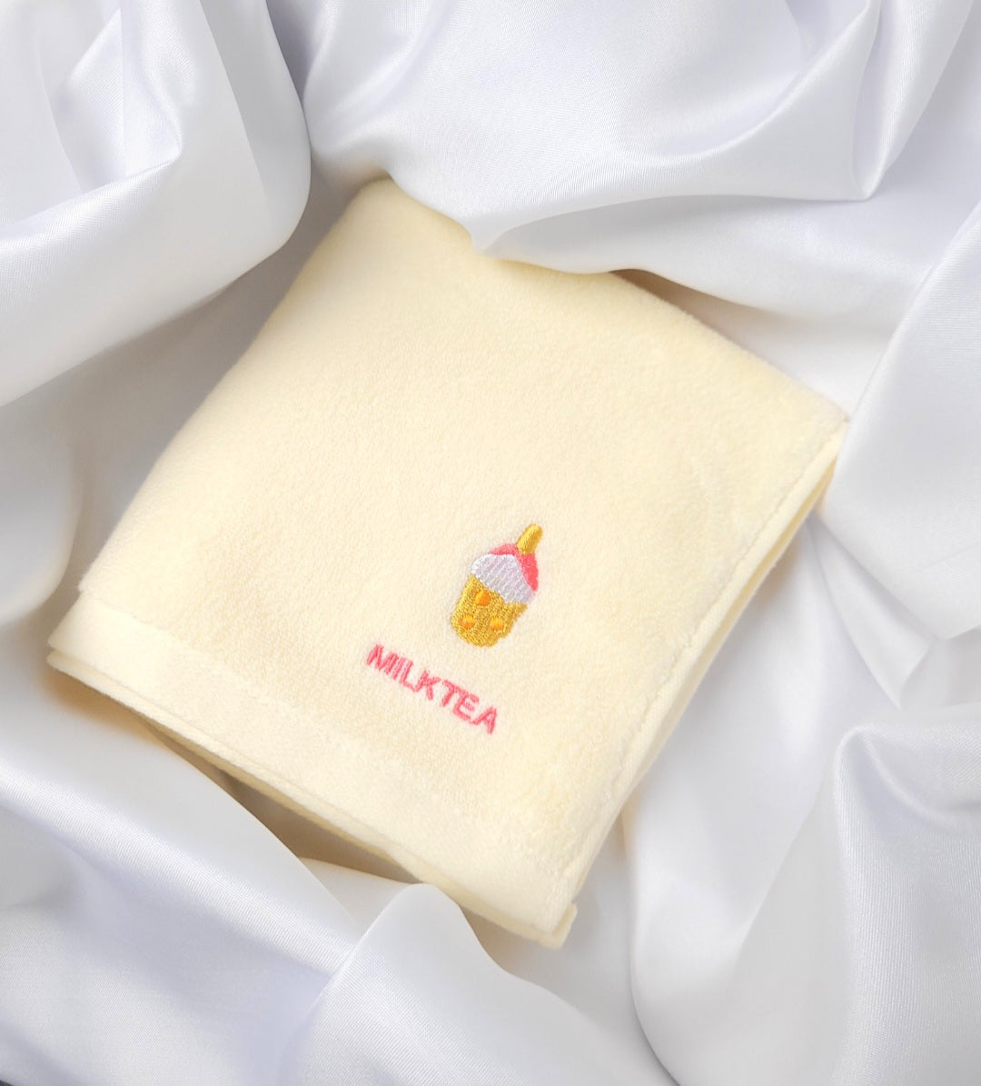 Kleine und Große Handtücher 100% Baumwolle Milk Tea Muster Pink, Blau, Gelb, Grün Kawaii für Badezimmer,Küche,Schminke,Sport