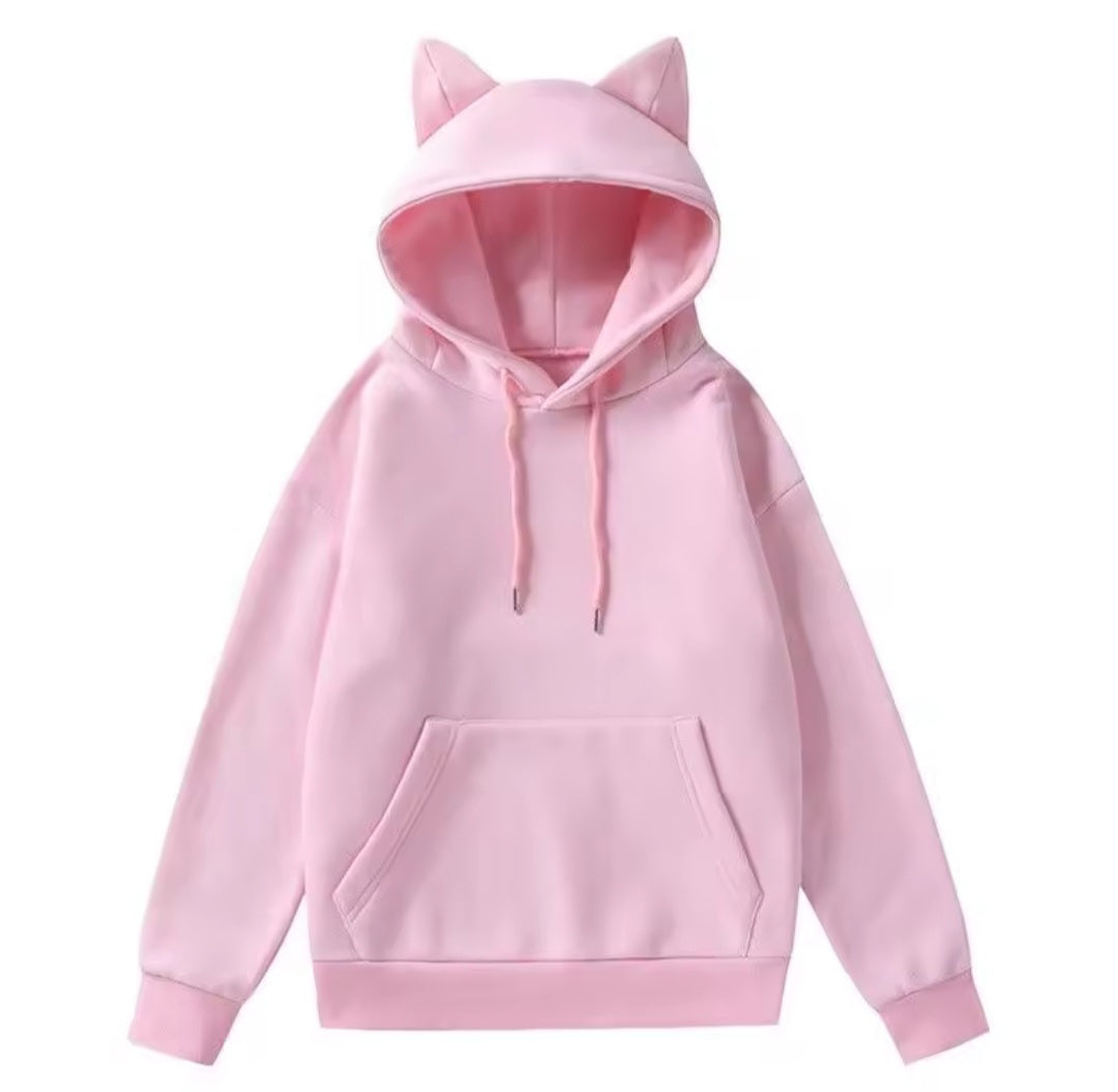 Kapuzen Hoodie mit Katzenohren Pink