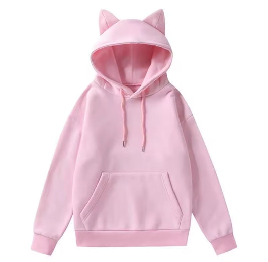 Kapuzen Hoodie mit Katzenohren Pink