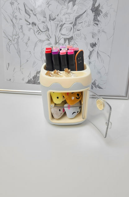 Aufbewahrungsbox mit Schublade für Kosmetik, Pinsel, Stiftbecher Kawaii Tisch Schule Stiftehalter