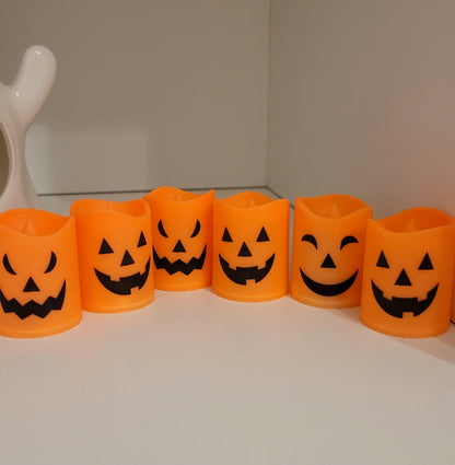 Halloween Deko LED-Kerzen – 6er Set Kürbis-Lichter für Party & Zuhause + Box