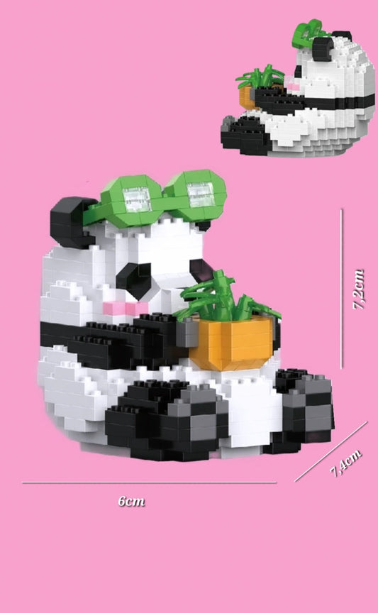 Panda mit Bambus Bausteine Figur Bricks Kawaii Deko