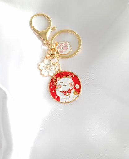Kawaii Glückskatze Schlüsselanhänger – Maneki Neko Charme für deine Tasche!