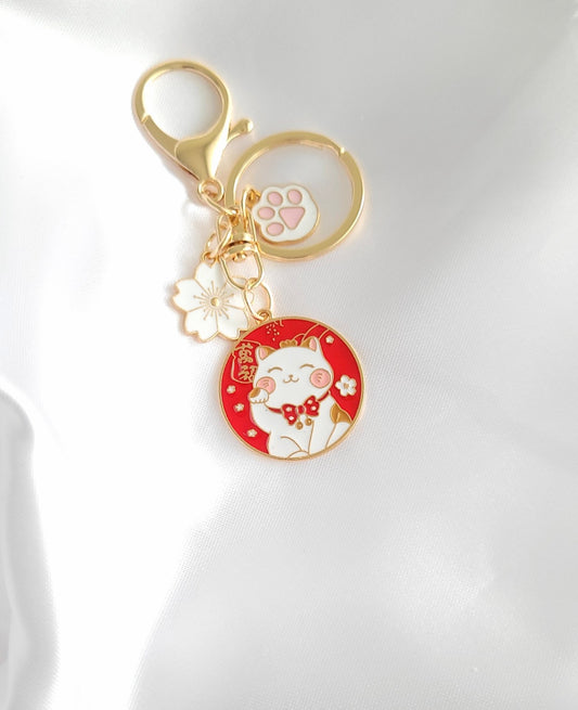 Kawaii Glückskatze Schlüsselanhänger – Maneki Neko Charme für deine Tasche!