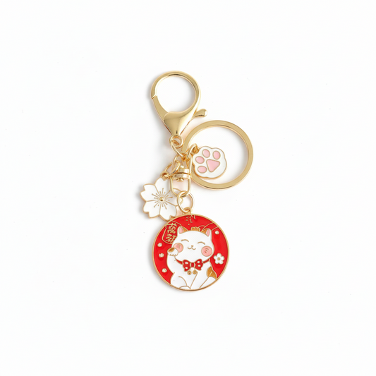 Kawaii Glückskatze Schlüsselanhänger – Maneki Neko Charme für deine Tasche!