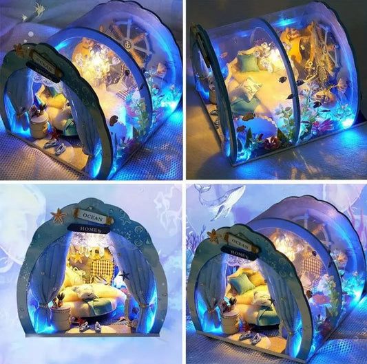Unterwasser Miniaturhaus „Ocean Home“ mit LED – DIY Deko-Set