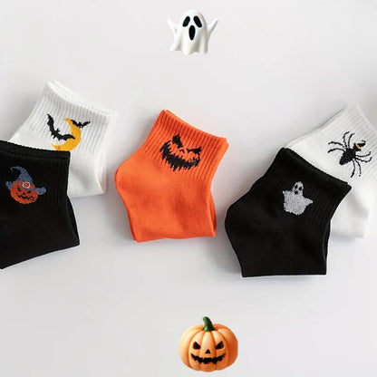 Halloween-Socken Damen & Herren – One Size (Geist, Kürbis, Spinne,Fledermaus)